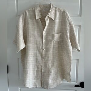 Turnbury 100% Linen Men’s Button Up Short Sleeve Shirt Resortwear Beachy Size XL